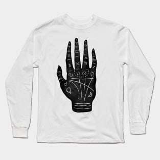 Palm Reading Chart - Black on White Long Sleeve T-Shirt